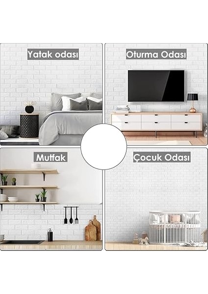 Duvarlar Kendinden Yapışkanlı Estetik 3D Boyut Duvar Kağıdı Paneli Beyaz (Beyaz) fiyatları