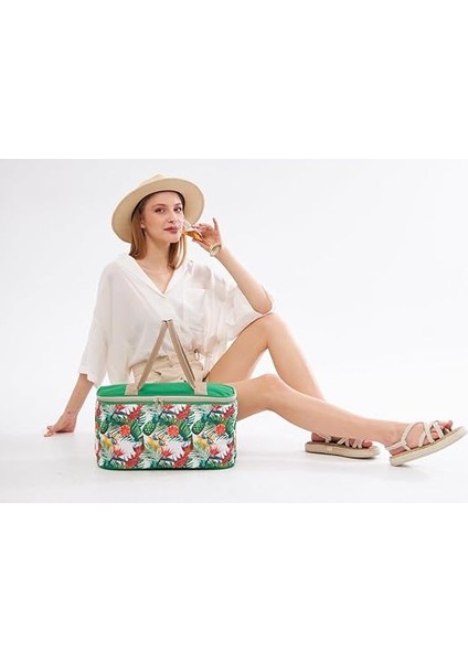 22 Litre Mavi Piknik/kamp Çantası Sepeti. Termal Termos Çanta (Sıcak-Soğuk Koruma Sağlar) Yeşil indirimleri