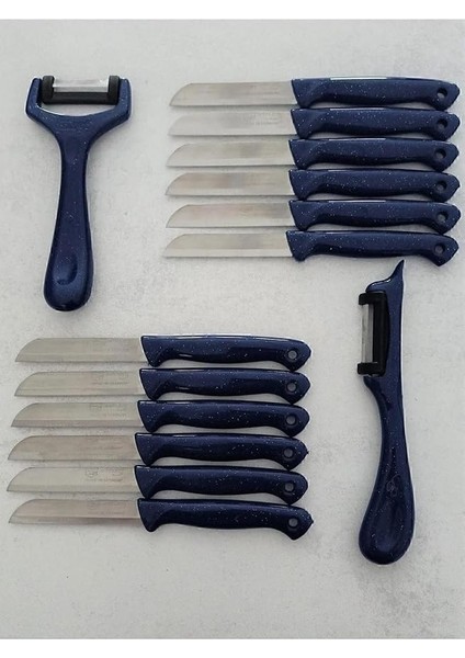 Tırtıklı Meyve Bıçağı ve Soyacak Seti, 14 Parça (Lacivert)