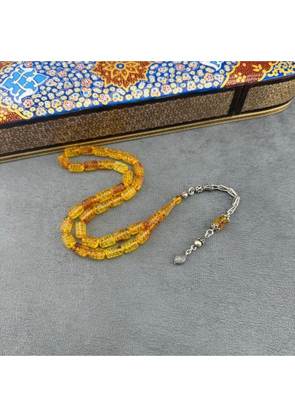 Usta Işçilikli Faseta Kesim Doğal Damla Kehribar Tespih