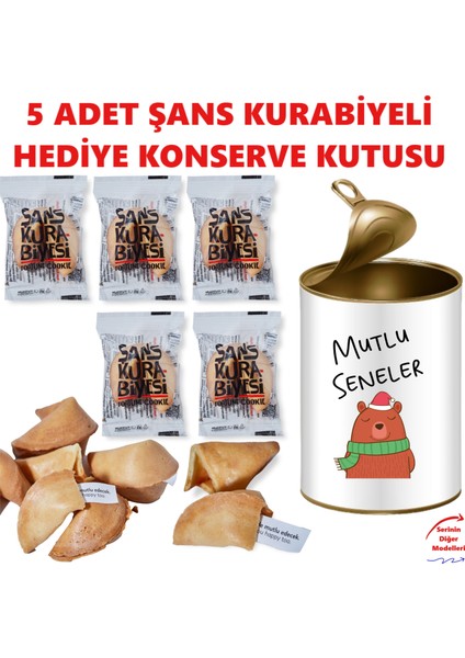 Mutlu Seneler Yılbaşı Hediyesi, Yeni Yıl Motivasyon Mesajlı Hediye Kutusu - 5 Adet Şans Kurabiyesi Hediye Kutusu