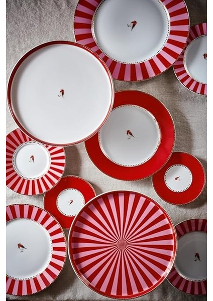 Studio Love Birds Kırmızı Porselen Yemek Tabağı 26,5 cm fiyatları