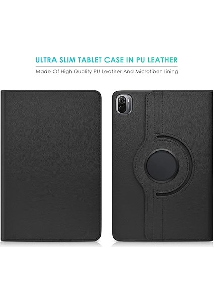 Kılıf For Xiaomi Pad 5/pad 5 Pro 11 Inç 2021, 360° Döndürme ve Stand Fonksiyonlu Ince Koruyucu Deri Kılıf, Kitap Kapağı Hafif Folio, Siyah fiyatları