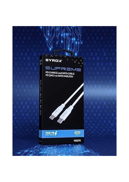 PD25TK Type-C To Type-C Pd 25W Hızlı Data/şarj Kablosu 1 Metre Beyaz fırsatları