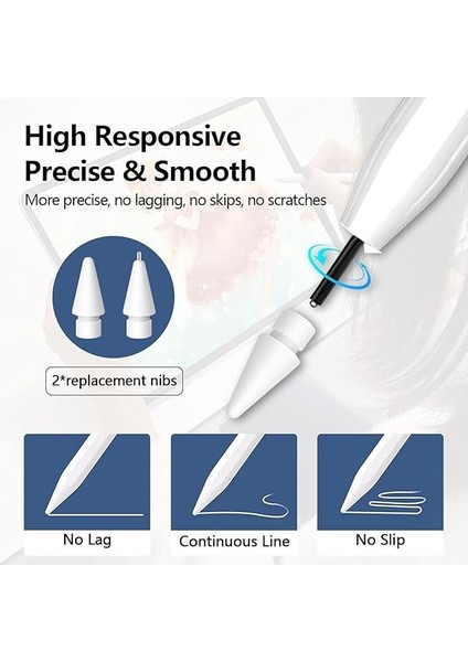 ZR61 Ios/android/windows Dokunmatik Ekran Için Pil Göstergeli, Magnetik, 2 Yedek Uçlu ve Type C Şarj Kablolu Stylus Dokunmatik Kalem indirimleri