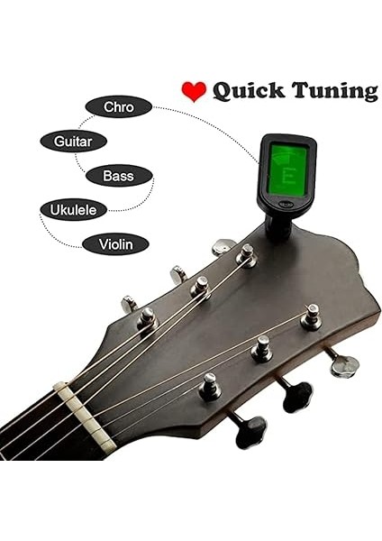 Akustik/ Gitar, Ukulele, Keman, Bas, Kromatik Tuning Modları Için Profesyonel Klipsli Gitar Tuner Gitar Tuner (1 Paket) indirimleri