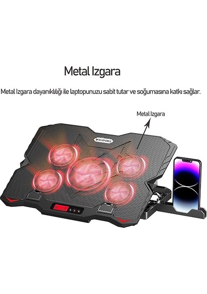 Sx-25 Faster 9-15,6" 5 Fanlı Notebook Soğutucu Stand Telefon Standlı Siyah fırsatları