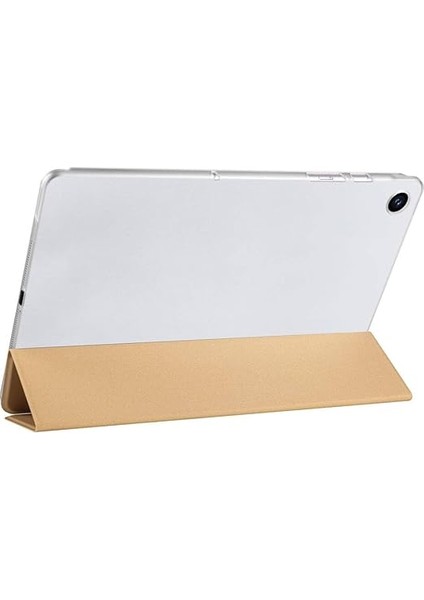 Samsung Tablet ile Uyumlu Tablet Kılıfı Smart Cover Uyku Modlu Standlı Arkası Sert Şeffaf Kapak (Gold, Galaxy Tab A9 Plus X210) fiyatları