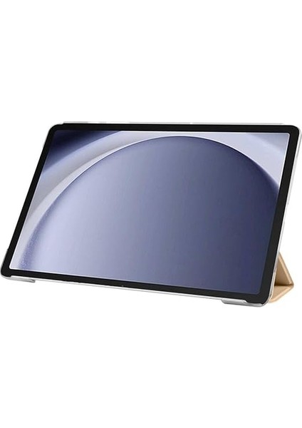 Samsung Tablet ile Uyumlu Tablet Kılıfı Smart Cover Uyku Modlu Standlı Arkası Sert Şeffaf Kapak (Gold, Galaxy Tab A9 Plus X210) modelleri