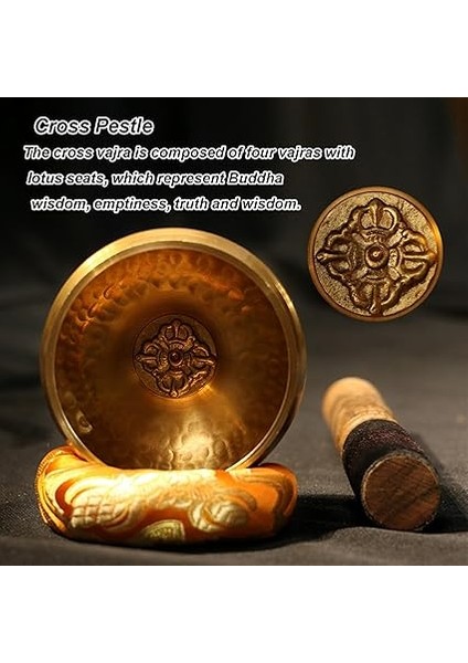 Tibet Ses Çanağı Seti, Çap 8 Cm, Meditasyon ve Rahatlama Için Küçük, Ses Çanağı, Ahşap Tokmak, Ses Kasesi Yastığı ve Tütsü Kabı, Yoga, Meditasyon ve Rahatlama Için fiyatları