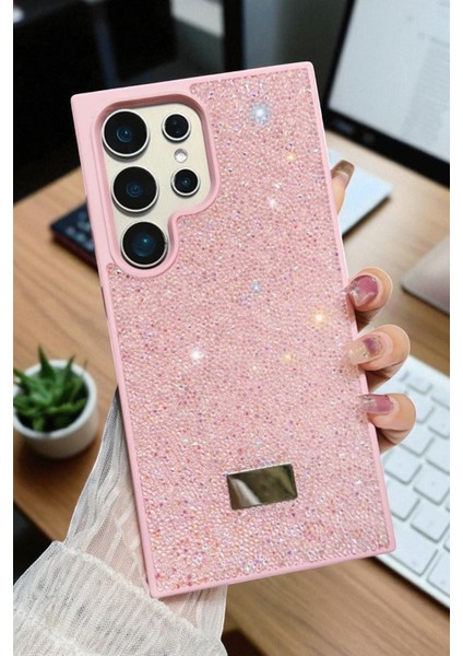 Samsung S24 Ultra Uyumlu – Elmas Tasarımlı, Pembe Taşlı, Işıltılı Pırlanta Silikon Kılıf fiyatları