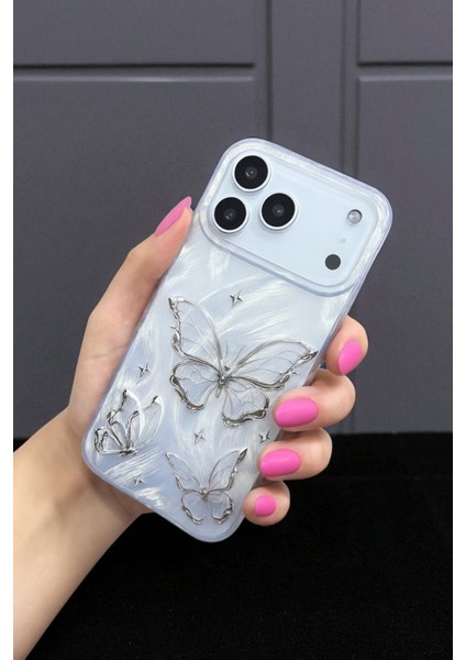 Apple iPhone 17 Pro Uyumlu – Tüylü Kelebek Desenli Yumuşak Silikon Kılıf, Darbeye Dayanıklı Kapak fiyatları