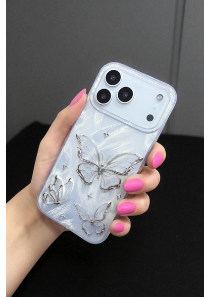 Apple iPhone 17 Pro Uyumlu – Tüylü Kelebek Desenli Yumuşak Silikon Kılıf, Darbeye Dayanıklı Kapak modelleri