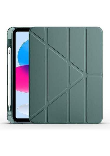Ipad 10.nesil 10.9 Inç 2022 Ile Uyumlu Üçgen Katlanabilir Kalemlikli Standlı Akıllı Kılıf Haki fiyatları