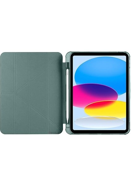Ipad 10.nesil 10.9 Inç 2022 Ile Uyumlu Üçgen Katlanabilir Kalemlikli Standlı Akıllı Kılıf Haki fırsatları