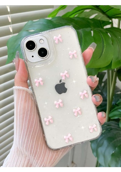 Apple iPhone 14 Plus/15 Plus Uyumlu Pembe Fiyonk Tasarımlı, Darbeye Dayanıklı, Yumuşak Silikon Kılıf fırsatları