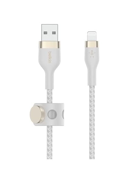 Boostcharge Pro Flex Örgülü USB Tip A - Yıldırım Kablosu (1m/3,3ft), Mfi Sertifikalı Şarj Kablosu - Beyaz