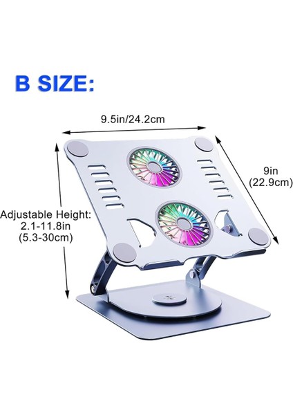 Bilgisayar Standı, Ayarlanabilir Yükseklik, Soğutucu Fanlı, Alüminyum, Gümüş, 10-15 Inç, Çift Fanlı fiyatları