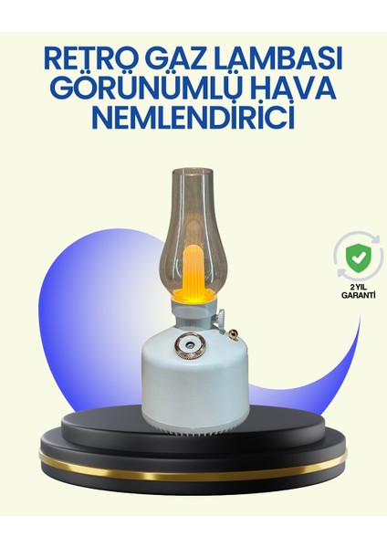280 ml Tanklı Retro Gaz Lambası Difüzör USB Şarjlı Hava Nemlendirici