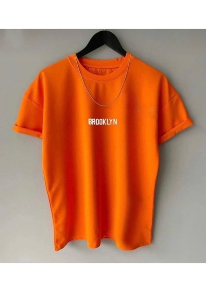 Yeni Sezon Pamuklu Brooklyn Yazılı Oversize Tshirt