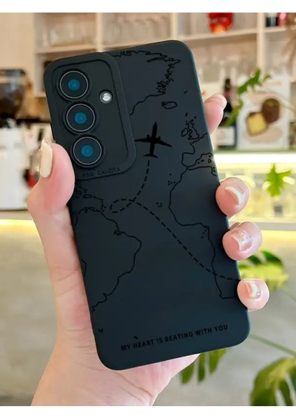 Samsung A54 Uyumlu Uyumlu – Siyah Harita Desenli Yumuşak Silikon Kılıf fiyatları