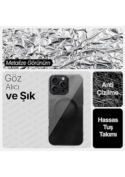 iPhone 15 Pro Için Shinemag Serisi Magsafe ile Uyumlu Göz Alıcı ve Şık Metalize Arka Tasarım Yüksek Kalite Materyal Premium Hybrid Kılıf Kapak (Siyah, 15 Pro) modelleri