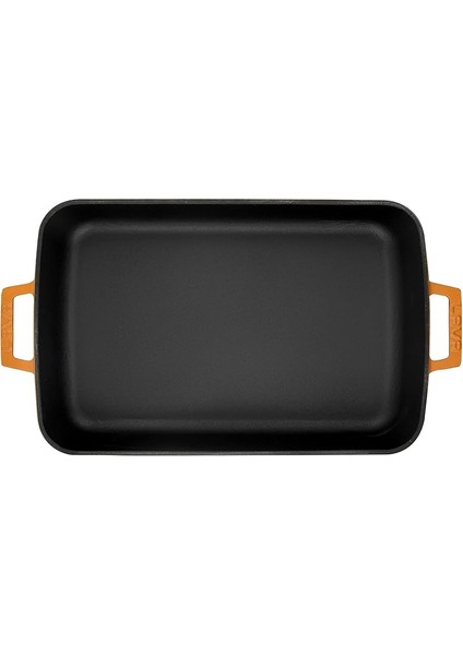 Spring Serisi - Döküm Rosto ve Fırın Tepsisi, Dikdörtgen, 26X40 Cm, Mat Emaye, Parlak Siyah Taban, Turuncu modelleri