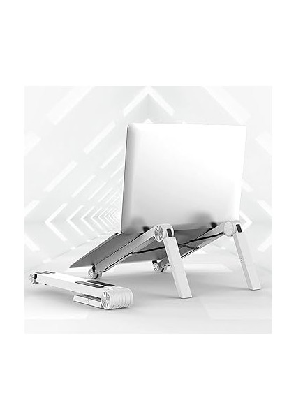 Taşınabilir Ayarlanabilir Kademeli Plastik Laptop Standı – Katlanabilir, Ergonomik, Seyahat Tipi, Tüm Dizüstü Bilgisayarlar ile Uyumlu Beyaz indirimleri