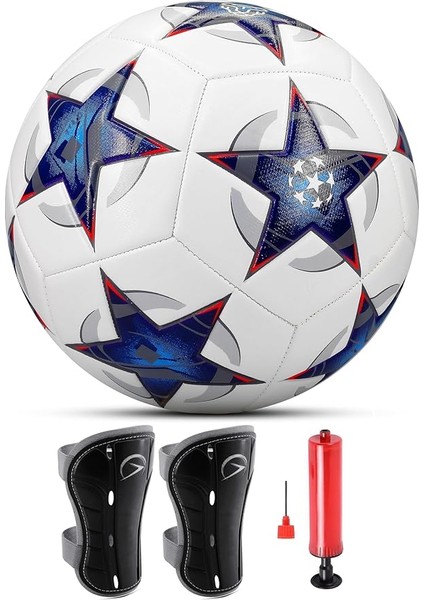 Set Futbol Topu Tekmelik Şampiyonlar Ligi Pompalı Sert Zemin Halı Saha Futbol Topu Mavi No:5