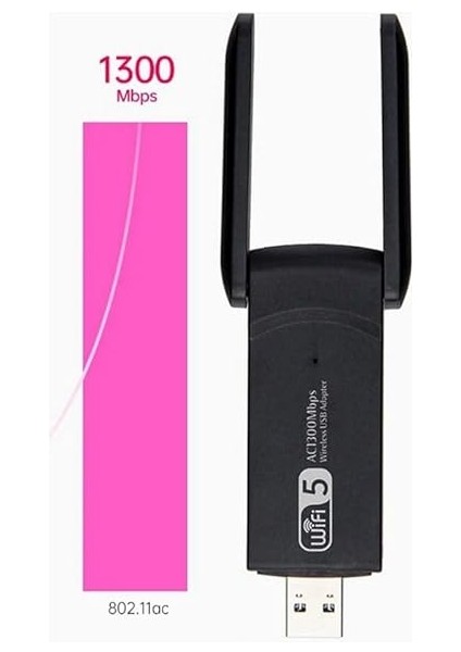 Wifi Adaptörü Dual Band Çift Antenli AC1300 Mbps Wifi Alıcı Ağ Kartı Sinyal Güçlendirici indirimleri