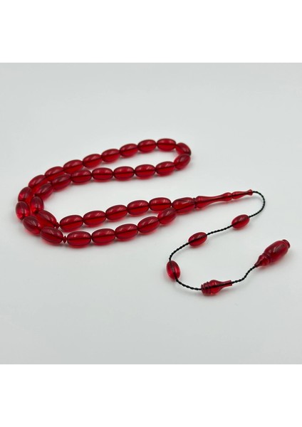 Kırmızı Blok Zar Ateş Kehribar Tespih – Özel El Işçiliği (Bülbül Atölye)