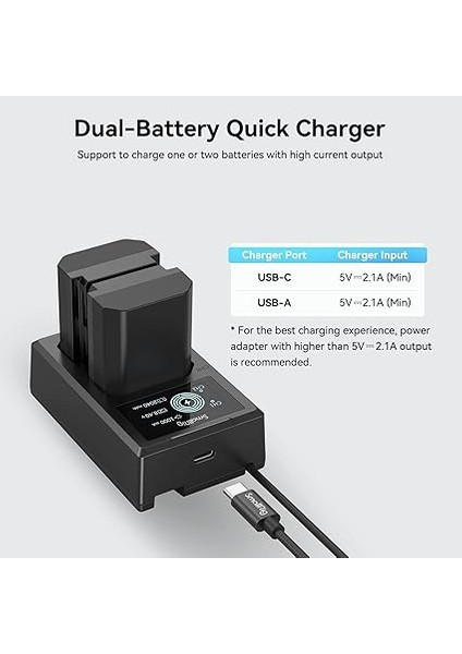 2 Pack NP-FZ100 Battery And Charger Kit 2040MAH, Dual Charger With Usb-C Port For Sony Fx3, FX30, A7 Iıı, A7S Iıı, A7 Iv, A7R Iv, A7C, A7C R, A7C Iı, A9, A9 Iı, Zv-E1, A6700-3824 indirimleri