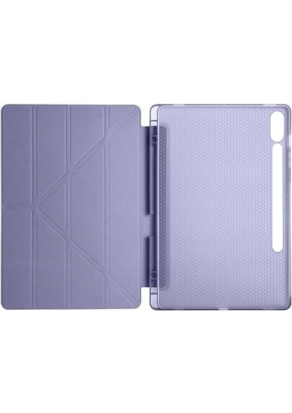 Galaxy Tab S9 Fe PLUS/S10 Plus ile Uyumlu Kılıf Kalem Bölmeli Trifolding Case X610 X616 X820 X826 X828 Lavendery Gray modelleri