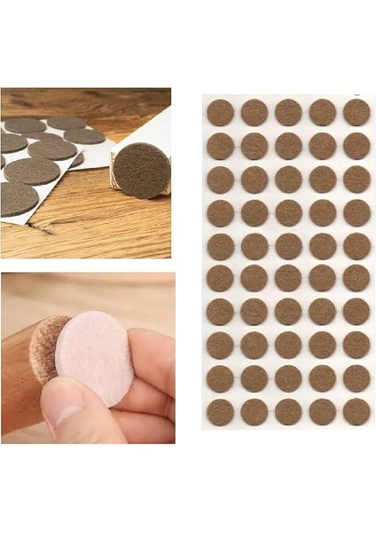 Mobilya Keçesi,kendinden Yapışkanlı Zemin Koruyucu Kahverengi (Çap 18MM)