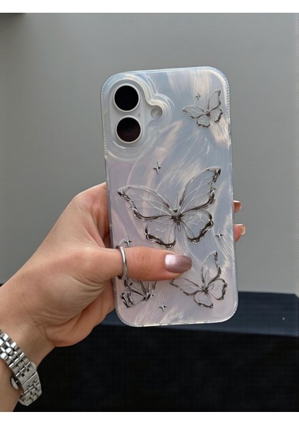 Apple iPhone 17 Uyumlu – Tüylü Kelebek Desenli Yumuşak Silikon Kılıf, Darbeye Karşı Dayanıklı Kapak fiyatları