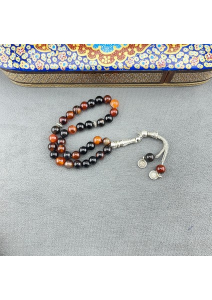 Çift Renk Akik Taşı Doğaltaş Tespih