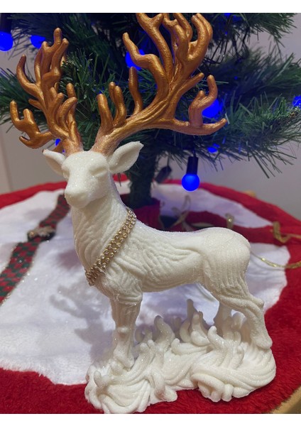 Yılbaşı Ağaç Süsü, Büyük Boy Simli Geyik Figürü, 25 cm fiyatları