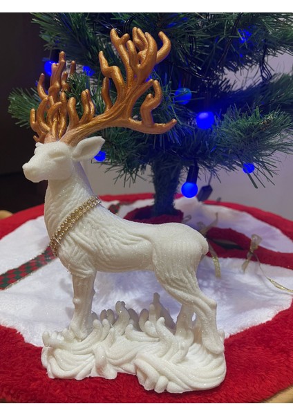 Yılbaşı Ağaç Süsü, Büyük Boy Simli Geyik Figürü, 25 cm modelleri