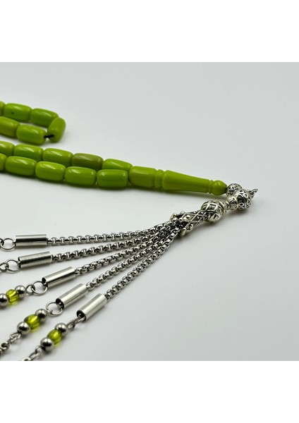 Limoni Yeşil Renk Alman Bakalit Usta Yapımı Koleksiyonluk Tespih