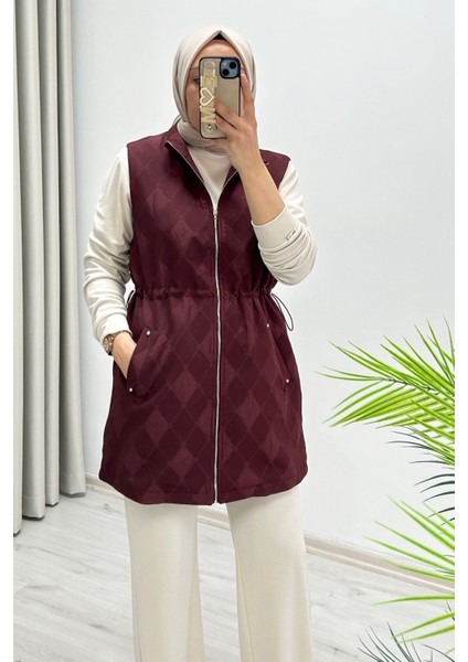 Jupe Mevsimlik Full Fermuar Kapamalı Ayarlanabilir Bel Büzme Detaylı Astarlı Kapitone Yelek fiyatları