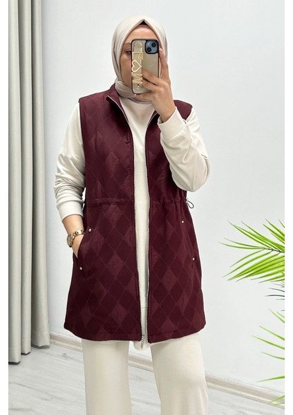 Jupe Mevsimlik Full Fermuar Kapamalı Ayarlanabilir Bel Büzme Detaylı Astarlı Kapitone Yelek modelleri