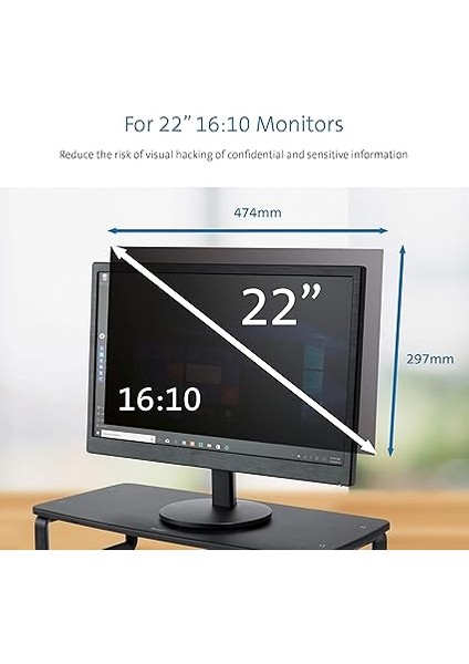 626483 Monitörü Gizlilik Ekranı Filtresi 2 Yönlü Çıkarılabilir, 22" modelleri