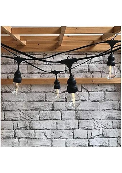 Geldi Bahçe Aydınlatma Armatürü, E27 Duy, 20 Ampul Kapasiteli, 10 Metre, Siyah Bahçe Organizasyon Işığı Eklenip Uzatılabilir Cata Sarmaşık Dış Mekan Aydınlatma