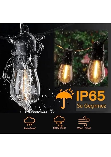 Geldi Bahçe Aydınlatma Armatürü, E27 Duy, 20 Ampul Kapasiteli, 10 Metre, Siyah Bahçe Organizasyon Işığı Eklenip Uzatılabilir Cata Sarmaşık Dış Mekan Aydınlatma modelleri