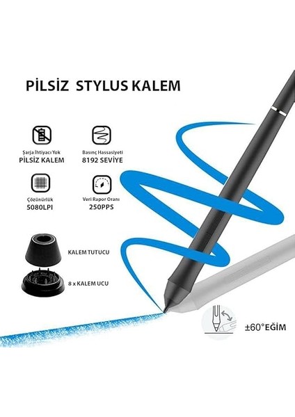 VK640 ve VK1200 Grafik Tabletler Için 8192L Pilsiz KALEM-P05 fiyatları