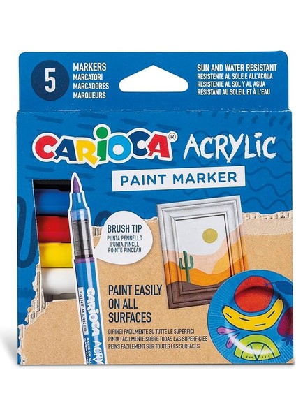 Akrilik Paint Marker Su Bazlı Fırça Uçlu 5'li