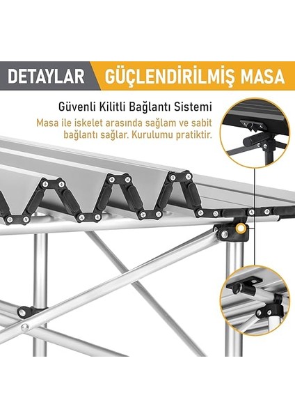 Güçlendirilmiş Alüminyum Katlanır Kamp Masası, Katlanabilir Outdoor Masa, Piknik Masası, Menteşeli Sistem, Dayanıklı Sağlam Gövdeli Kamp Masası, Taşınabilir Hafif, 3-4 Kişilik, 70X70X60CM Siyah fırsatları