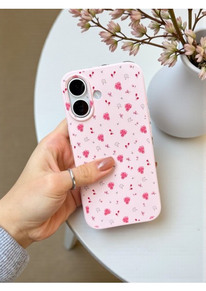 iPhone 16 Uyumlu Pembe Çiçek Desenli Lansman Liquid Silikon Yumuşak Kılıf indirimleri