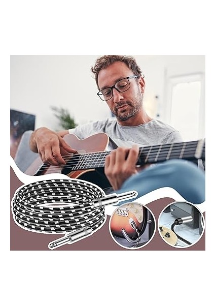 Gitar Kablosu, 3 Metre Bas Amfi Kablosu, Uzun Korumalı Şerit, Düz Konnektörlü Elektro Bas, Klavye Profesyonel Ses Ekipmanları Için modelleri