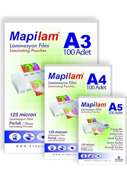 125 Micron Id Kart Laminasyon Filmi, Şeffaf, 65 x 95 mm